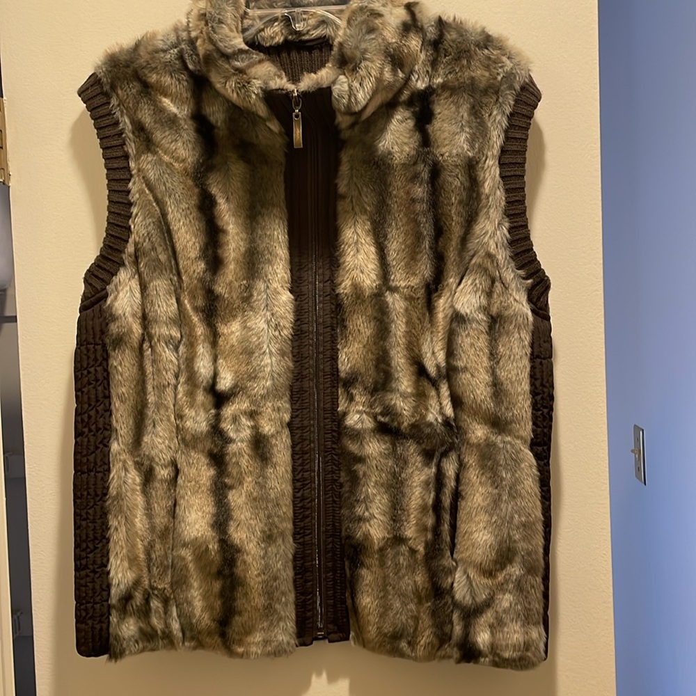 Faux fur sweater vest